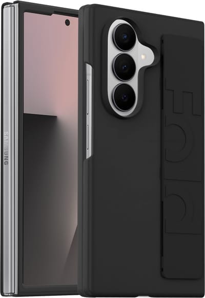 ShieldCase Hoesje met Handvat – Geschikt voor Samsung Galaxy Z Fold 7 – Zwart, Siliconen, Schokbestendig, Flexibele Softcase