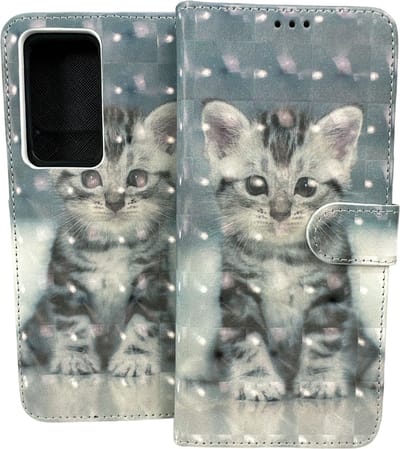 Portemonnee Book Case Hoesje Geschikt voor: Xiaomi 12 / Xiaomi 12x - Kat Print