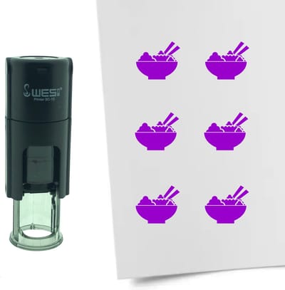 CombiCraft Stempel Rijstbol 10mm rond - paarse inkt