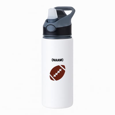 Hacebo® - Rugbybal met eigen naam waterfles met rietje zwart - Rugby - mensen die houden van rugby - gepersonaliseerde - sport - rugby liefhebbers - verjaardagscadeau - kado - gift - geschenk - verrassing - water fles - 650ML