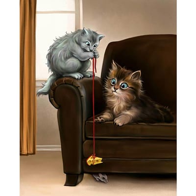 Peinture de chat Animal en broderie diamant 5D, jolie perceuse ronde complète, point de croix, image 20X30CM brown