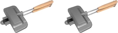 Sandwich Bakpan - Tosti Ijzer - Snelle Maaltijden Maken - Dubbelzijdig Grillen - 30.5 cm - Zilverkleurig