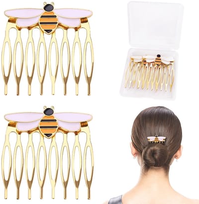 Dailygoods- Haarkam Metalen - 2 Stuks - Zijkam Haarclip - Haaraccessoires Dames - Bruiloft Accessoires - Veilig en Comfortabel