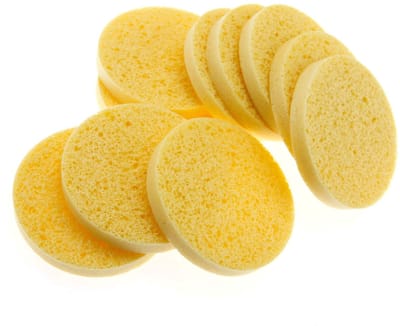 Dailygoods- Gezichtsreinigingsspons - Pack van 10 - Natuurlijke Cellulose - Diepe Reiniging - Peeling - Zacht en Comfortabel - 80 mm Diameter - Reinigingsspons
