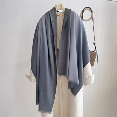 Luxe Winter Kasjmier Sjaal Dames Kleurverloop Zakdoek Warm Pashmina Dames Sjaal Kwastje Wikkel Zacht Pareo Bufanda Sjaals Stola 80X200cm gray