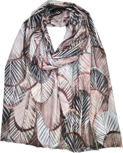 Lange dames sjaal Marij fantasiemotief bladmotief oud roze grijs wit bruin zwart goud licht druif antraciet port