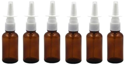 Dailygoods- Neusspray 30ml - 6 Stuks - Amber - Lege Navulbare Flessen - Spuitflacon - Veiligheidsclip - Milieuvriendelijk - Spuitfles