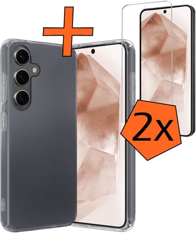 Hoes - Met 2x Screenprotector - Geschikt voor Samsung Galaxy A56 - Sterk & Shockproof - Back Cover - Siliconen Case - Telefoon Hoes - Transparant