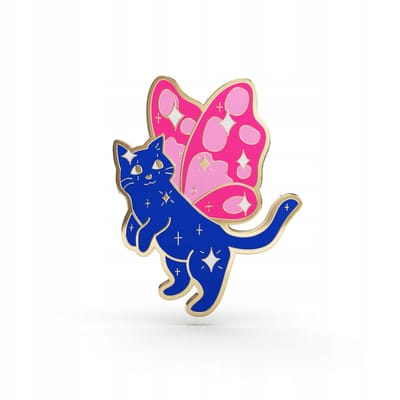 PINETS - Pin - ButterflyCat Vlinderkat - Blauw & Roze - Hard Enamel - Gietmetaal