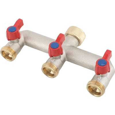 Messing Tuinslang Splitter 3-weg Slang Splitter met Individuele Aan/Uit Kraan 3/4 Inch Schroefdraad