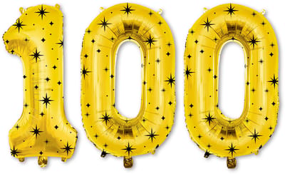 LUQ – Folieballonnen Cijfer 100 – Goud-Zwart – Verjaardag Decoratie – Cijfer Ballon – Feest Versiering – Helium Geschikt