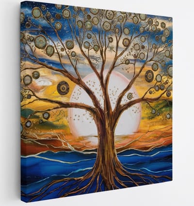 Saammp Canvas Schilderij - Spirutele boom - Abstract - 30x30 - Foto op canvas - Wanddecoratie - Muurdecoratie Woonkamer - Slaapkamer decoratie - Canvas Print