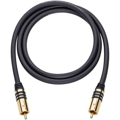 Cinch Audio Aansluitkabel [1x Cinch-stekker - 1x Cinch-stekker] 1.00 m Zwart Vergulde steekcontacten Oehlbach NF Sub