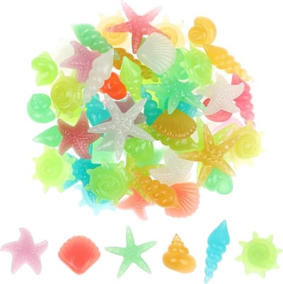 50 Stuks Schelpmix Lichtgevende Kiezelstenen - Decoratieve Zeesterren voor Tuin en Aquarium