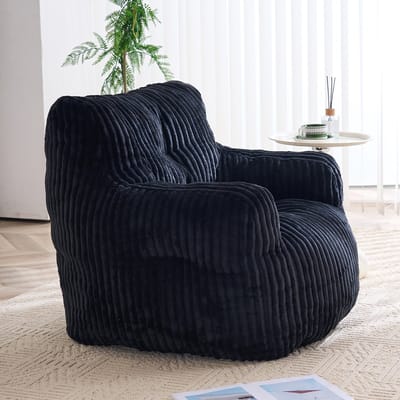 MODENUIT Zitzak 100 x 94 x 70 cm - Gevuld Met Memoryschuimvlokken - Voor Binnenruimtes - Cordstof - Zwart