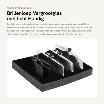 Dailygoods - Brillenloep - Vergrootglas met licht - Handig formaat - Wimperbril - Ideaal voor lezen en hobby's - Geschikt voor alle leeftijden