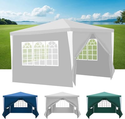 Tuinpaviljoen Waterdicht - Feesttent Outdoor - Feestelijke Gelegenheden - Snelle Montage Zonder Gereedschap - 3 x 3 Meter - Wit
