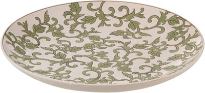 J-Line decoratie Bord Yezi - porselein - groen/wit