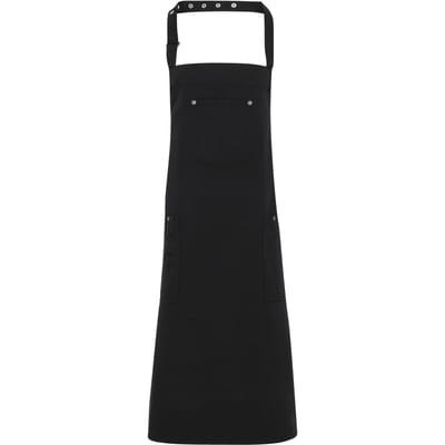 Premier Unisex Chino Cotton Bib Apron (Zwart)