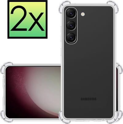 Hoesje - 2 Stuks - Geschikt voor Samsung Galaxy S23 - Sterk & Shockproof - Siliconen Case - Back Cover - Telefoon Hoes Shock Proof - Transparant