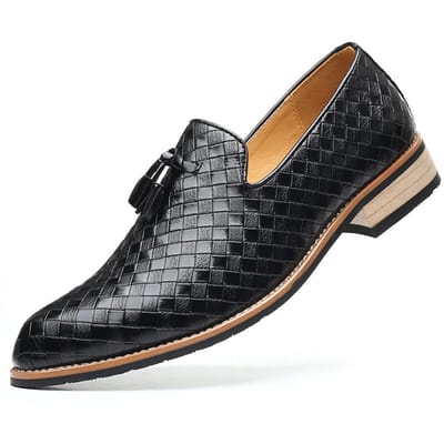 Heren Leren Casual Schoenen Geruit Heren Loafers Kapper Leren Schoenen Mode Rijden Herenschoenen Sapato Social Masculino 46 black