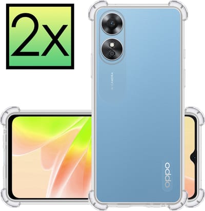 Hoesje - 2 Stuks - Geschikt voor OPPO A17 - Sterk & Shockproof - Siliconen Case - Back Cover - Telefoon Hoes Shock Proof - Transparant