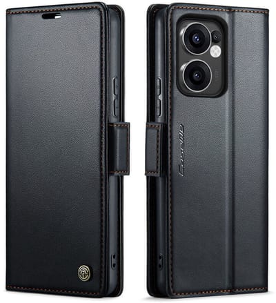 CaseMe Wallet Case met RFID Bescherming Kaarthouder en Magneetsluiting voor OPPO Reno13 F 4G/5G / 13 FS _ Zwart