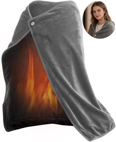 Elektrische dekens - Warmtedeken - 100x70cm - Oplaadbaar - USB - - Met knopen - Zachte flanel - Verwarmde deken - Draagbare elektrische deken op batterijen - Draagbare verwarmde deken - Dames en Heren - Grijs