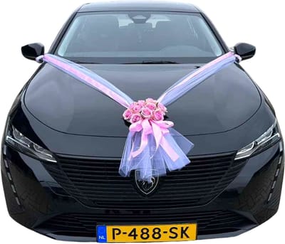 AUTODECO.NL - ALMA NEON ROZE Luxe trouwauto decoratie - bruiloft auto decoratie - huwelijks autodecoratie - trouwen decoratie - trouwauto versiering