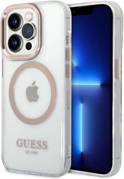 GUESS GUHMP14LHTRMD iPhone 14 Pro 6.1 "gold / gold hard case Metal Outline Magsafe