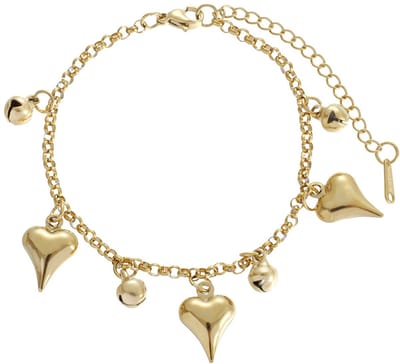 Armband - RVS - hartjes - goudkleurig - 16-21 cm