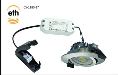 ETH Ronin Led inbouwspot staal 6w 600Lm DTW 2000l-3000k 60gr. IP44 + ext.driver dimbaar 82x27mm zaag 68mm