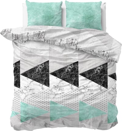 Sleeptime Marble Art - Dekbedovertrekset - Lits-Jumeaux - 240x200/220 + 2 kussenslopen 60x70 - Turquoise