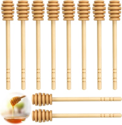 Set van 10 houten honinglepels van 16 cm - Veilig, geurloos en perfect voor bruiloften, verjaardagen en feestjes