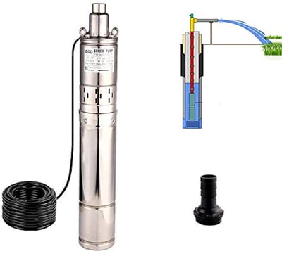 Dompelpomp 220V RVS voor Tuin en Huiswater, 0,37 kW, 1,8 m³/u, 86 m Hoofddruk