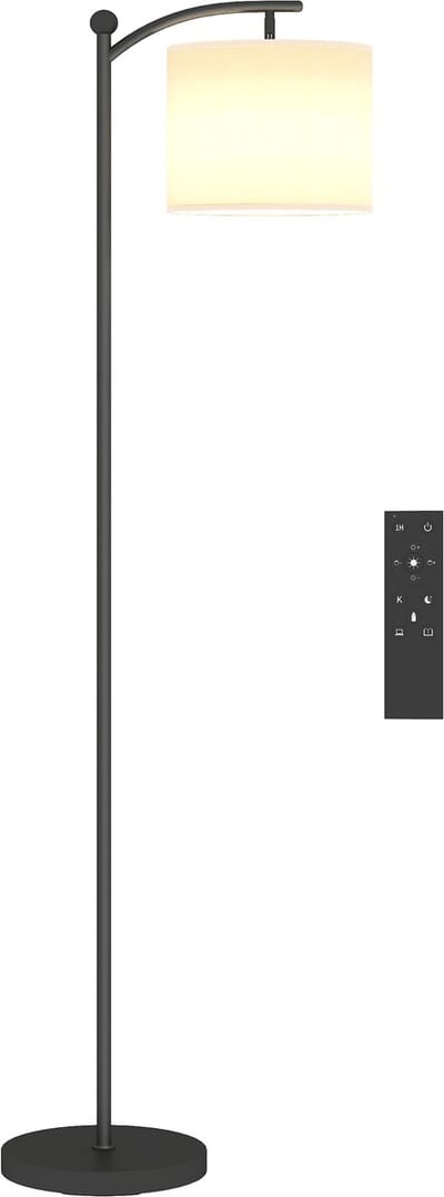 HOMCOM Floor Lamp-Metall, Stoff-54,3L x 30,6B x 159,6H cm-Schwarz+Cremeweiß