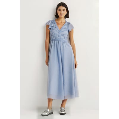 Boden Tulle V-neck Maxi Party Dress Blu Größe: 16P | Midikleider Outlet | Damen