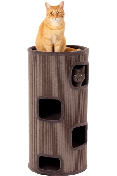 Krabton voor katten – Krabton Enes Grijs XL – 50x50x150 cm – luxe krabmeubel met 5 verdiepingen – Flamingo First Class Selection