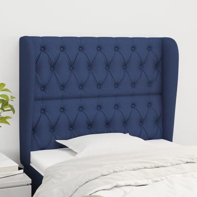 vidaXL - Hoofdbord - met - randen - 93x23x118/128 - cm - stof - blauw
