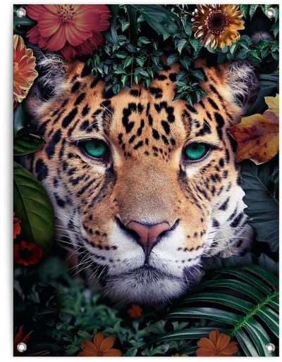 Tuinposter Jungle luipaard - 80 x 60 - Canvas - REINDERS