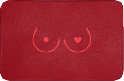 WC mat 60x40 cm - Antislip - Minimalistisch - Lijnillustratie - Rood - Toiletmat - Vloermat - Douchemat - Toilet tapijt - Toiletmatten
