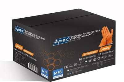 Hynex nitril wegwerphandschoenen - Extra grip - 8,0gram - Maat M - 500 stuks - Oranje
