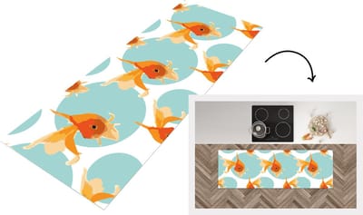 Keukenloper - Loper keuken - Goudvis - Dieren - Bubbel - Patronen - 150x50 cm - Keukenloper vinyl