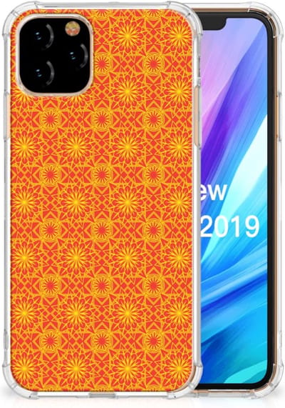 Apple iPhone 11 Pro Doorzichtige Silicone Hoesje Batik Oranje