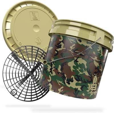 Wasemmer set - Reinigingskit - Auto poetsen - Vuil scheidend inzetstuk - 13 liter inhoud - Camouflage groen
