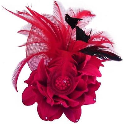 Retro stoffen kunst veer broche spelden strass stof bloem corsage revers spelden handgemaakte sieraden bruiloft feest accessoires rood
