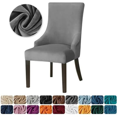 1PC Fluweel Eetkamerstoelhoes Elastisch Zacht Schuin Aflopende Rug Stoelhoezen Fauteuil Zittinghoes voor Banket Bruiloft Thuis