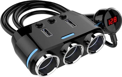DrPhone RoadCharge - Auto Sigaretten Plug - Splitter - 12V-24V - Autolader - 70 CM - 100W - USB 3.1A - Auto - Reizen - Laden - Zwart
