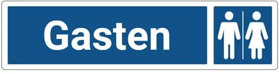 Gasten toilet deurbordje met zelfklevende strip | Forex Re materiaal | 20 x 5 cm