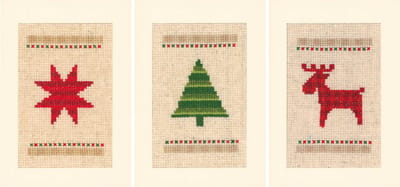 Vervaco - Wenskaart kit - Kerst - Kerstmis set van 3 - PN-0147557 - Borduren - Borduurpakket - Borduurpakket volwassenen - Borduurpakket kind